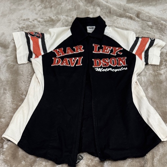 Harley-Davidson Tops - Harley-Davidson Black and White Racing Shirt